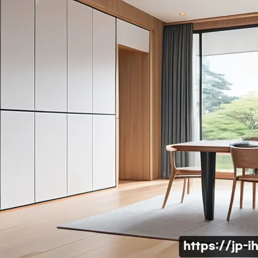 이미지에서의 패턴 인식 기술 사례 분석 - A modern Japanese living room featuring a smart home environment with a sleek cleaning robot navigat...